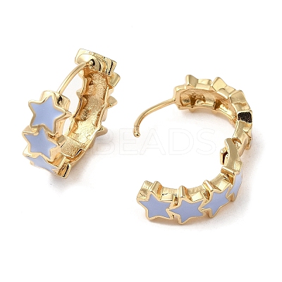 Star Real 18K Gold Plated Brass Hoop Earrings EJEW-L268-013G-03-1