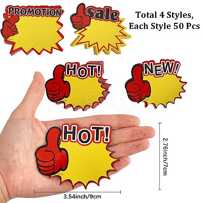 4 Bags 4 Styles Explosive Shape & Word NEW Blank Signs Sales Price Label Tags DIY-DJ0005-38-1