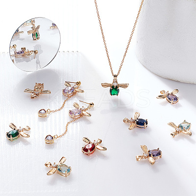 16Pcs 8 Colors Glass Pendants GLAA-GA0001-31-1