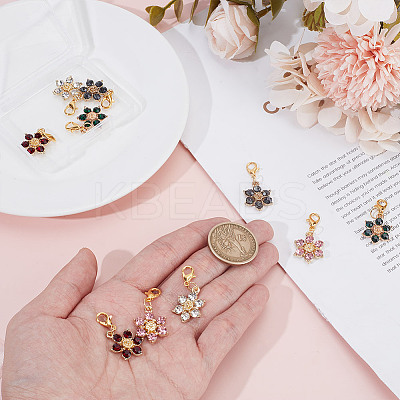 10Pcs 5 Colors Alloy Rhinestone Pendant Decorations HJEW-DR00169-1