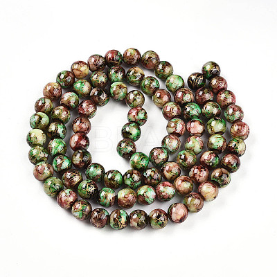 Baking Paint Glass Beads Strands DGLA-N003-10mm-B07-1