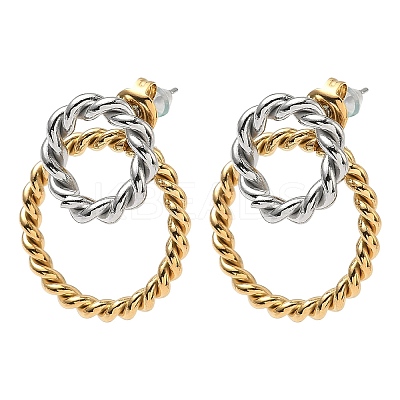 304 Stainless Steel Twised Ring Stud Earrings EJEW-K268-57G-1
