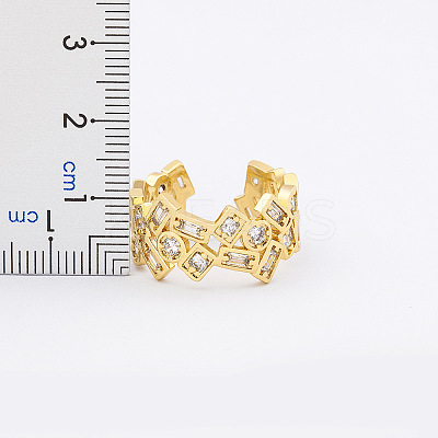 Brass Micro Pave Cubic Zirconia Adjustable Open Rings FS-WG624C0-01-1
