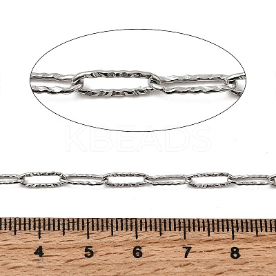Tarnish Resistant 304 Stainless Steel Textured Paperclip Chains LS-CHS-I009-01P-A-1