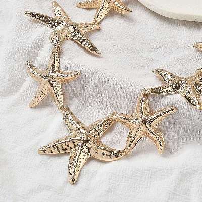 Alloy Starfish Chain Belts for Women NJEW-B120-02-1