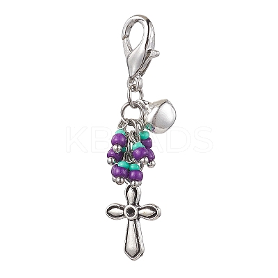 Baking Paint Glass Seed Pendant Decorations HJEW-MZ00040-03-1