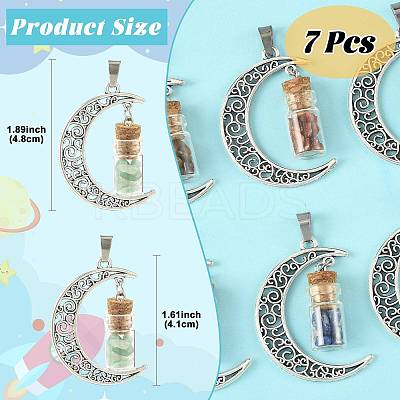 7Pcs Moon Alloy Pendants PALLOY-FS00069-1