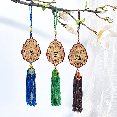 3Pcs 3 Colors Polyester Tassel Pendant Decorations HJEW-CA0001-14-1