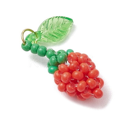 Glass Seed Beaded Rose Pendants PALLOY-MZ00627-04-1