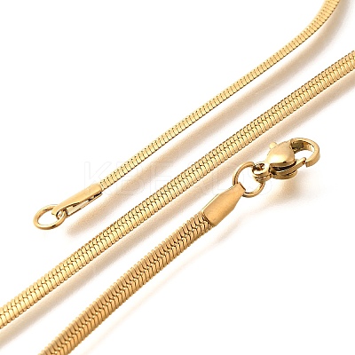 3mm Stainless Steel Flat Snake Chain Necklaces for Men Women NJEW-G160-03G-1