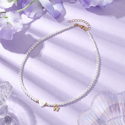 Brass Micro Pave Grade AAA Cubic Zirconia Letter Pendant Necklaces NJEW-JN04771-23-1