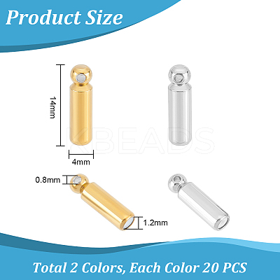 40Pcs 2 Color 202 Stainless Steel Stick Pin End Cap STAS-UN0049-48-1