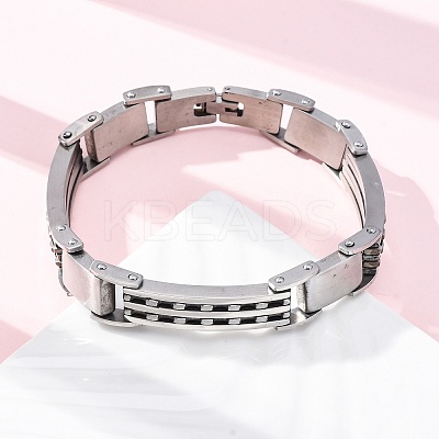 304 Stainless Steel Panther Chain Bracelets for Women Men BJEW-R018-03P-1