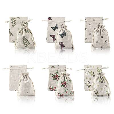 24Pcs 6 Colors Polycotton(Polyester Cotton) Packing Pouches Drawstring Bags ABAG-FS0001-12-1