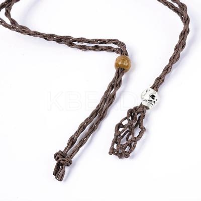 Adjustable Braided Waxed Cord Macrame Pouch Necklace Making MAK-WH0009-02B-1