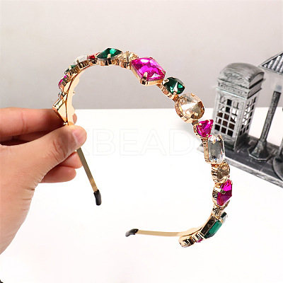 Glass Rhinestone Hair Bands OHAR-PW0007-39A-1