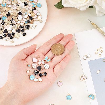 DIY 120Pcs Alloy Enamel Nail Art Dangle Charm Decoration Sets MRMJ-SC0001-06-1