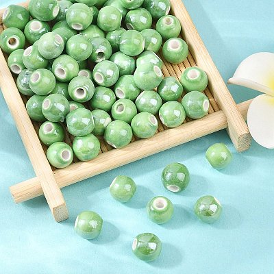 Glazed Porcelain Round Beads X-PORC-S489-8mm-09-1