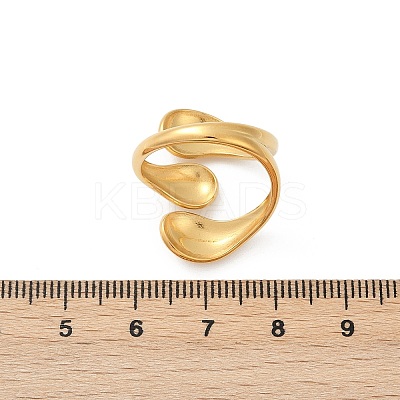 Teardrop 304 Stainless Steel Open Cuff Rings RJEW-R018-01G-01-1