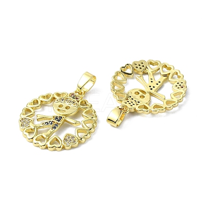 Rack Plating Brass Micro Pave Cubic Zirconia Pendants KK-R157-13A-G-1