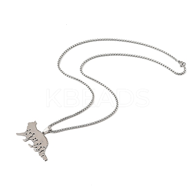 201 Stainless Steel Hollow Cat Shaped Pendant Box Chain Necklaces NJEW-M086-06P-1
