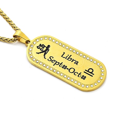 Constellation 304 Stainless Steel Micro Pave Clear Cubic Zirconia Wheat Chain Pendant Necklaces for Women Men NJEW-U007-01I-1