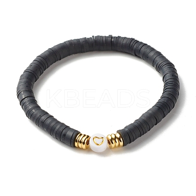 Heart Pattern Beads Stretch Bracelets Set for Women BJEW-JB07158-1