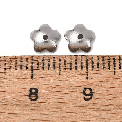 Tarnish Resistant 5-Petal 201 Stainless Steel Flower Bead Caps STAS-N027-02-1