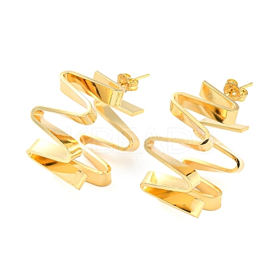 Rack Plating Brass Twist Wave Stud Earrings EJEW-P240-09G-1