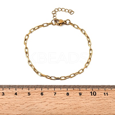 304 Stainless Steel Paperclip Chain Bracelets for Women Men BJEW-A050-03G-1