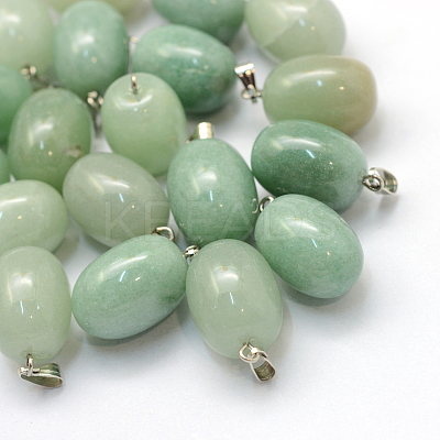 Oval Natural Green Aventurine Pendants G-Q433-09-1