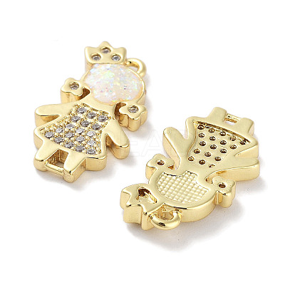 Brass Micro Pave Clear Cubic Zirconia Pendants KK-L213-043G-02-1