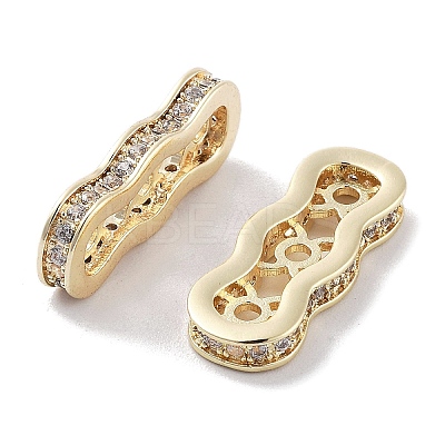 Brass Micro Pave Clear Cubic Zirconia Multi-Strands Links LS-KK-B082-15A-G-1