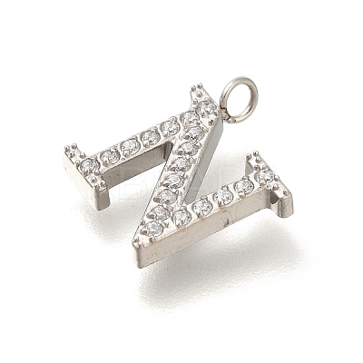 304 Stainless Steel Micro Pave Cubic Zirconia Pendants STAS-H228-06P-N-1