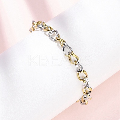 304 Stainless Steel Cuban Link Chains Bangles for Women BJEW-B150-08GP-1