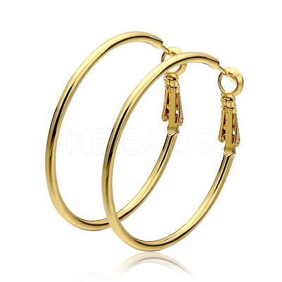 Women Big Earrings Real 18K Gold Plated Eco-Friendly Tin Alloy Big Hoop Earrings EJEW-BB09627-G-1