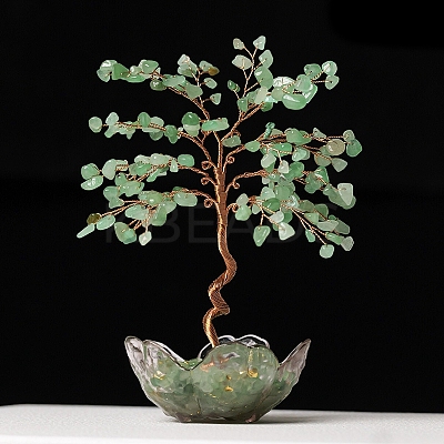 Natural Green Aventurine Chips Tree of Life Decorations PW-WGCA097-03-1