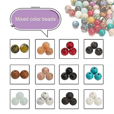 100Pcs Natural & Synthetic Gemstone Beads G-YW0001-11-1