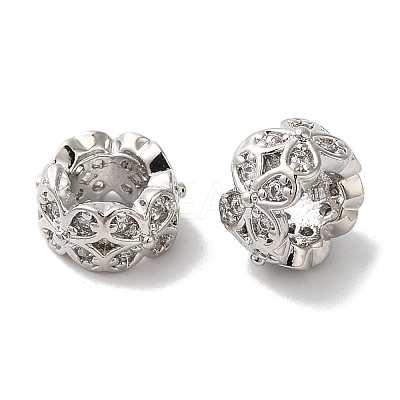 Long-Lasting Plated Brass Micro Pave Clear Cubic Zirconia European Beads KK-K381-18A-P-1