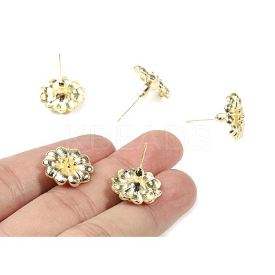 Brass Stud Earrings for Women KK-CBA866A-09G-1
