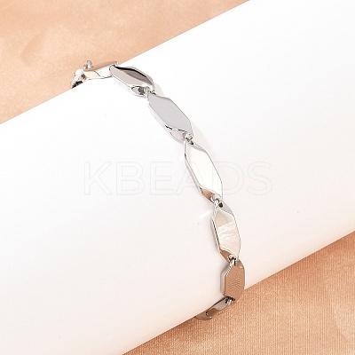 304 Stainless Steel Rhombus Link Chain Bracelets for Men Women BJEW-G766-04P-1