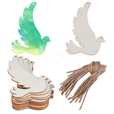 Animal Theme Unfinished Blank Wooden Pendants Set for Painting Arts WOOD-WH0124-26D-1