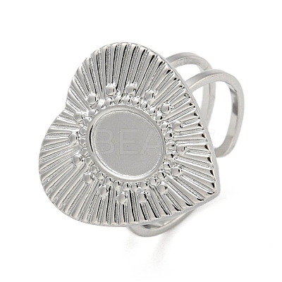 Non-Tarnish 304 Stainless Steel Open Cuff Pad Ring Cabochon Settings RJEW-K245-90P-1