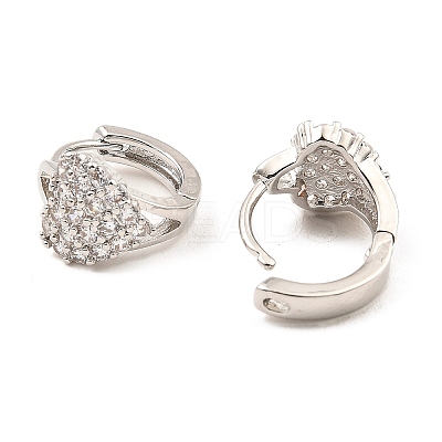 Brass Micro Pave Cubic Zirconia Hoop Earrings EJEW-D078-17P-1