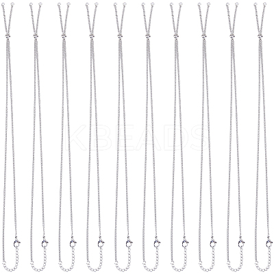 10Pcs Adjustable 304 Stainless Steel Curb Chains Necklaces Making MAK-SC0001-44-1