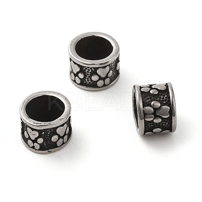 Column with Paw Print 304 Stainless Steel European Beads LS-STAS-E215-02AS-1