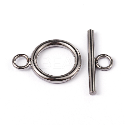 Tarnish Resistant 304 Stainless Steel Ring Toggle Clasps STAS-L176-12P-1