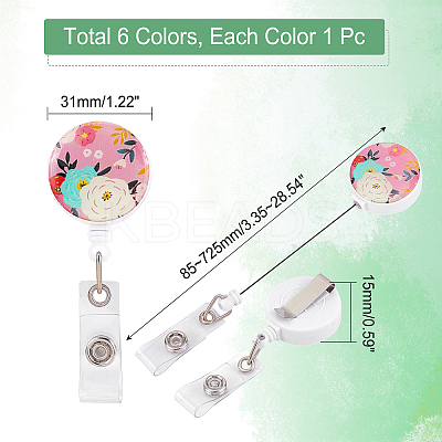 6Pcs 6 Colors Flat Round ABS Plastic Badge Reel AJEW-CA0002-09-1