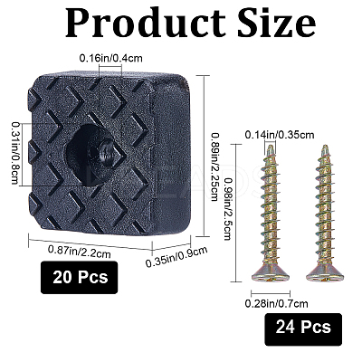 20Pcs Rubber & Stainless Steel Screw in Furniture Pads FIND-GF0005-77B-1