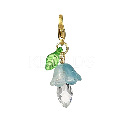 Mushroon Glass & Acrylic Pendant Decorations HJEW-JM02497-1
